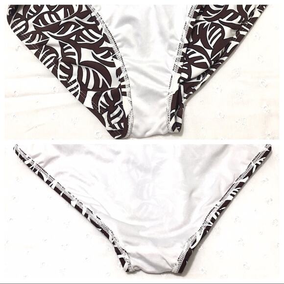 Anne Cole Brown Leaf Nature Pattern Sweet Heart Halter High Cut One Piece Size 8 - Picture 5 of 8